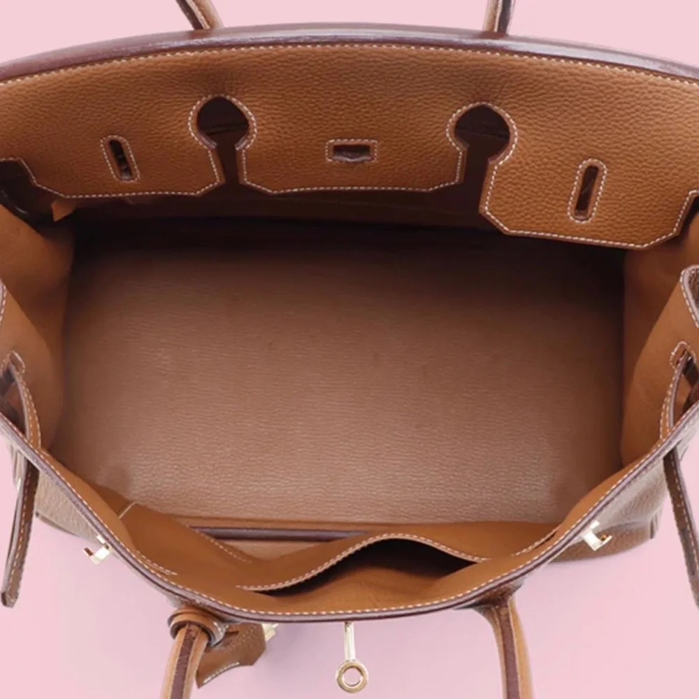 Hermes Birkin 35 Gold Togo Brown Leather Bag